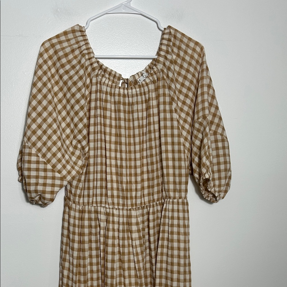 Mango Plaid Puff Sleeve Midi Dress - Picture 3 of 7